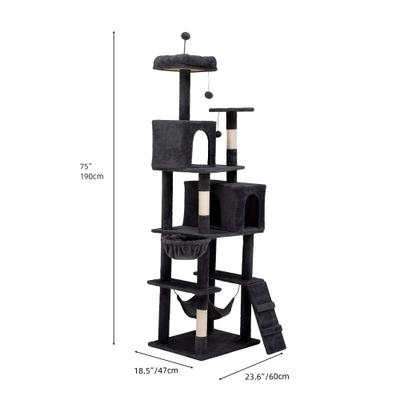 Show full view: Yitahome 75-in Cat Tree & Condo, Black slide 2 of 7