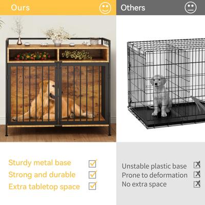 Show full view: Yitahome Furniture Style TV Stand Dog Crate, Brown,52-in slide 2 of 6