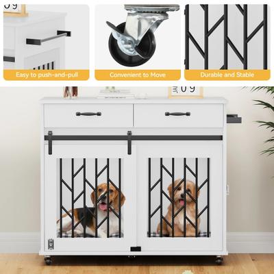 Show full view: Yitahome Furniture Style End Table Dog Crate, White, 39-in slide 4 of 5