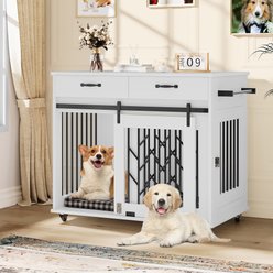 Yitahome Furniture Style End Table Dog Crate, White, 39-in