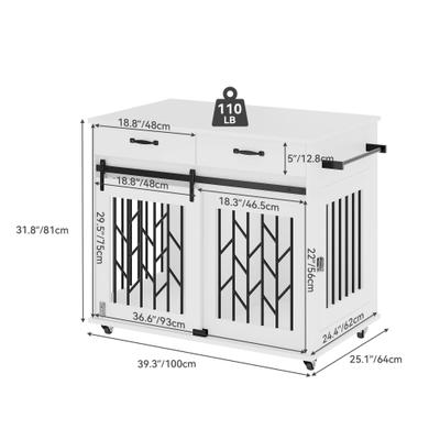 Show full view: Yitahome Furniture Style End Table Dog Crate, White, 39-in slide 2 of 5