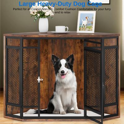 Show full view: Yitahome Furniture Style Corner Dog Crate, Brown, 52-in slide 5 of 7