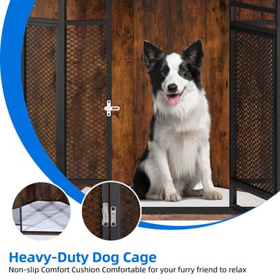 Show full view: Yitahome Furniture Style Corner Dog Crate, Brown, 52-in slide 4 of 7