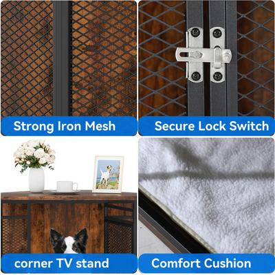 Show full view: Yitahome Furniture Style Corner Dog Crate, Brown, 52-in slide 3 of 7