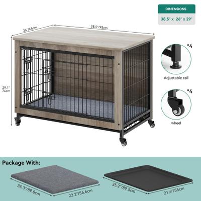 Show full view: Yitahome Furniture Style Dog Crate, Grey, 38-in slide 7 of 9