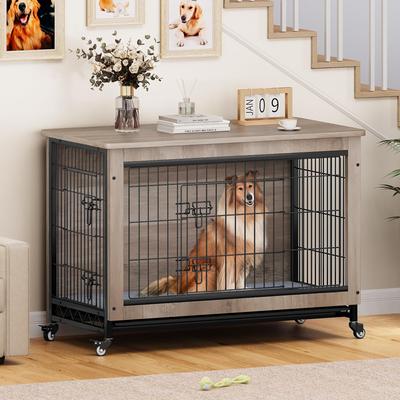 Show full view: Yitahome Furniture Style Dog Crate, Grey, 38-in slide 4 of 9