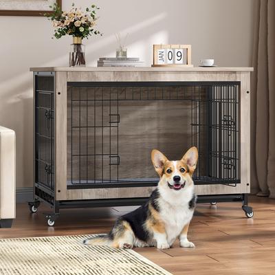 Show full view: Yitahome Furniture Style Dog Crate, Grey, 38-in slide 3 of 9
