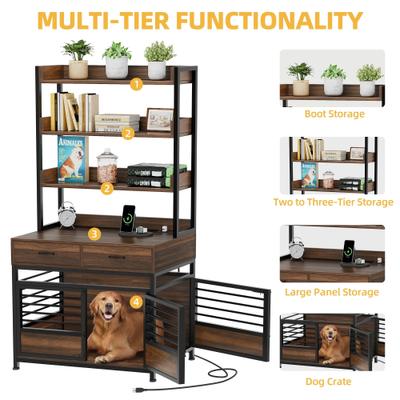 Show full view: Yitahome Furniture Style Dog Crate, Brown, 67-in slide 2 of 9
