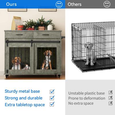 Show full view: Yitahome Furniture Style End Table Dog Crate, Grey, 39-in slide 3 of 6