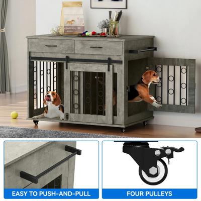 Show full view: Yitahome Furniture Style End Table Dog Crate, Grey, 39-in slide 2 of 6