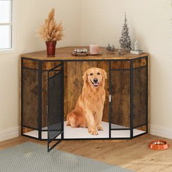 Yitahome Furniture Style Corner Dog Crate, Brown, 43.7-in