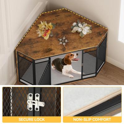 Show full view: Yitahome Furniture Style Corner Dog Crate, Brown, 43.7-in slide 3 of 8