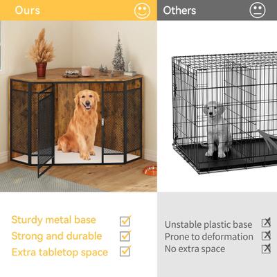 Show full view: Yitahome Furniture Style Corner Dog Crate, Brown, 43.7-in slide 4 of 8