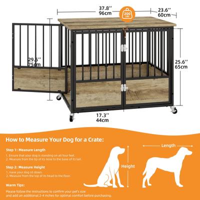 Show full view: Yitahome Indoor Dog Crate Side Table with Wheels, Beige, 38-in slide 3 of 6
