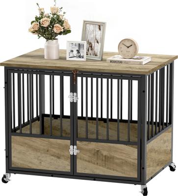 Show full view: Yitahome Indoor Dog Crate Side Table with Wheels, Beige, 38-in slide 2 of 6