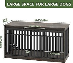 Yitahome Indoor Dog Crate TV Stand with Sliding Door & Dog Bowl, Brown, 55-in slide 2 of 7