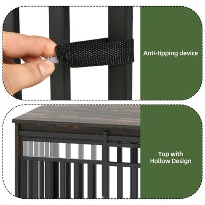 Show full view: Yitahome Indoor Dog Crate TV Stand with Sliding Door & Dog Bowl, Brown, 55-in slide 6 of 8