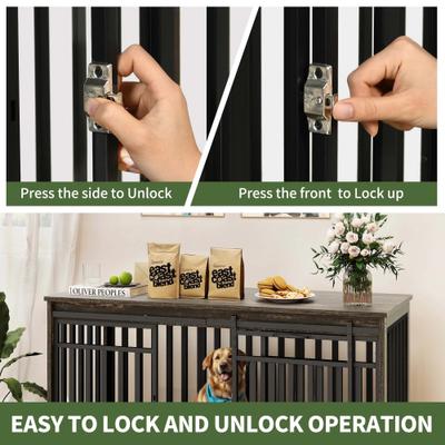 Show full view: Yitahome Indoor Dog Crate TV Stand with Sliding Door & Dog Bowl, Brown, 55-in slide 4 of 8