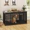Show in main carousel: Yitahome Indoor Dog Crate TV Stand with Sliding Door & Dog Bowl, Brown, 55-in slide 2 of 8