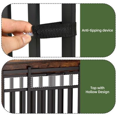 Show full view: Yitahome Indoor Dog Crate Table with Sliding Doors & Dog Bowl, Brown, 55.1-in slide 4 of 9