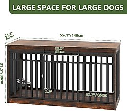 Yitahome Indoor Dog Crate Table with Sliding Doors & Dog Bowl, Brown, 55.1-in slide 2 of 8