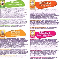 Wellness Appetizing Entrees Shredded Poultry Variety Pack Natural Grain-Free Mousse Wet Cat Food, 1.4-oz pouch, case of 8 slide 2 of 9