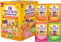 Wellness Appetizing Entrees Shredded Poultry Variety Pack Natural Grain-Free Mousse Wet Cat Food, 1.4-oz pouch, case of 8