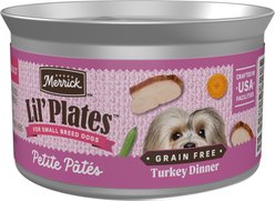 Merrick Lil' Plates Petite Pates Premium Grain-Free Turkey Dinner Wet Dog Food, 3-oz can, case of 24