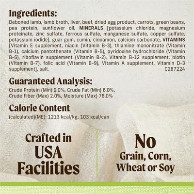 Show full view: Merrick Lil' Plates Petite Pates Premium Grain-Free Lamb Dinner Wet Dog Food, 3-oz can, case of 24 slide 7 of 12