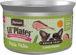 Merrick Lil' Plates Petite Pates Premium Grain-Free Lamb Dinner Wet Dog Food, 3-oz can, case of 24