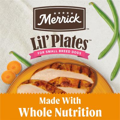Show full view: Merrick Lil' Plates Petite Pates Premium Grain-Free Chicken Dinner Wet Dog Food, 3-oz can, case of 24 slide 5 of 12