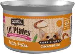 Merrick Lil' Plates Petite Pates Premium Grain-Free Chicken Dinner Wet Dog Food, 3-oz can, case of 24