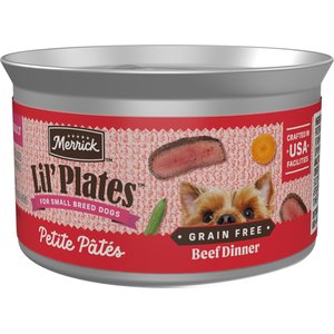 Merrick Lil' Plates Petite Pates Premium Grain-Free Beef Dinner Wet Dog Food, 3-oz can, case of 24