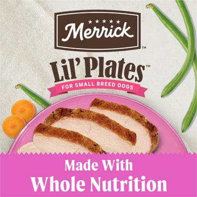 Show full view: Merrick Lil' Plates Petite Pates Premium Grain-Free Turkey Dinner Wet Dog Food, 3-oz can, case of 24 slide 5 of 12