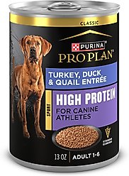 Purina Pro Plan Sport High Protein Turkey, Duck & Quail Entrée Wet Dog Food, 13-oz can, case of 12
