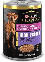 Purina Pro Plan Sport High Protein Turkey, Lamb & Venison Entrée Wet Dog Food, 13-oz can, case of 12