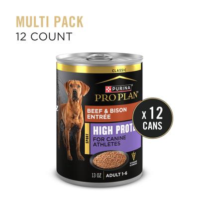 Show full view: Purina Pro Plan Sport High Protein Beef & Bison Entrée Wet Dog Food, 13-oz can, case of 12 slide 3 of 12