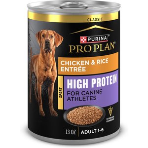 Purina Pro Plan Sport High Protein Chicken & Rice Entrée Wet Dog Food, 13-oz can, case of 12
