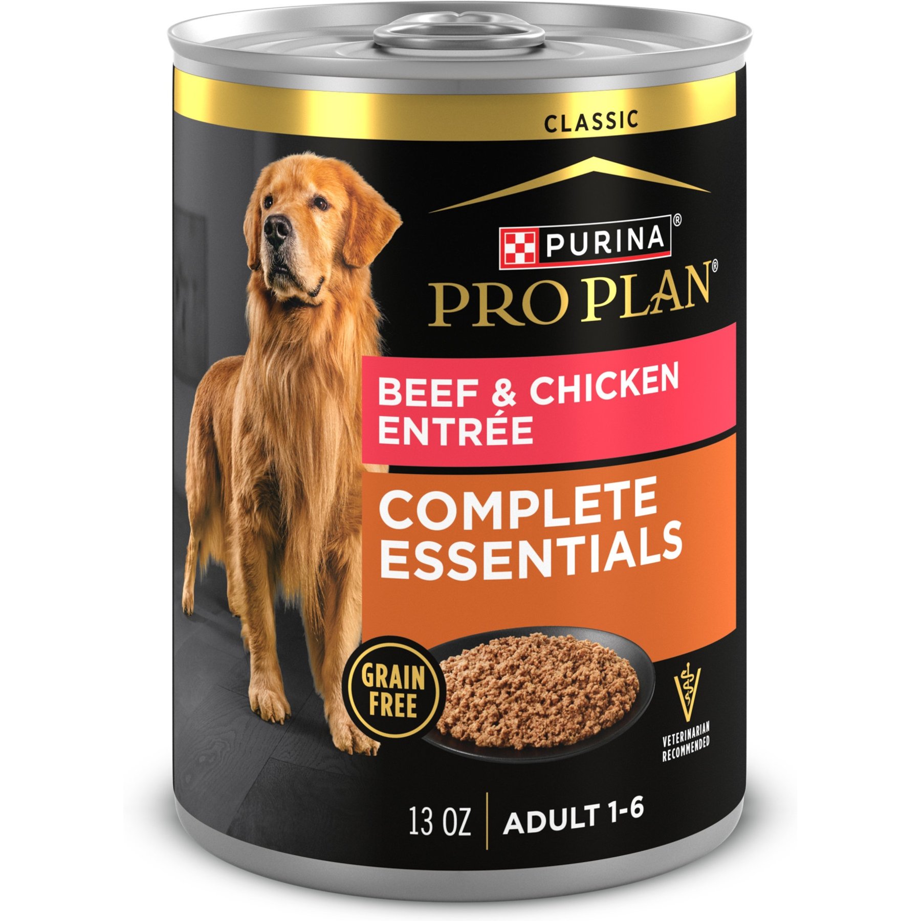 Purina Pro Plan Savor Classic Beef & Chicken Entree Grain-Free Canned Dog Food, 13-oz can, case of 12