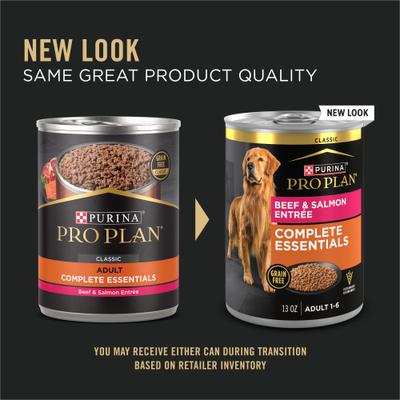 Show full view: Purina Pro Plan Savor Classic Beef & Salmon Entree Grain-Free Canned Dog Food, 13-oz, case of 12 slide 4 of 12