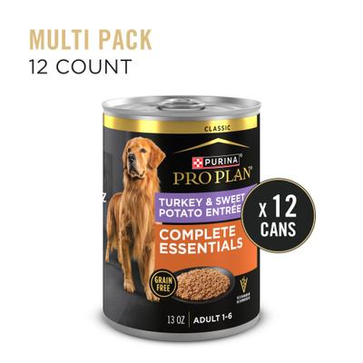 Show full view: Purina Pro Plan Savor Adult Grain-Free Classic Turkey & Sweet Potato Entree Canned Dog Food, 13-oz, case of 12 slide 3 of 12