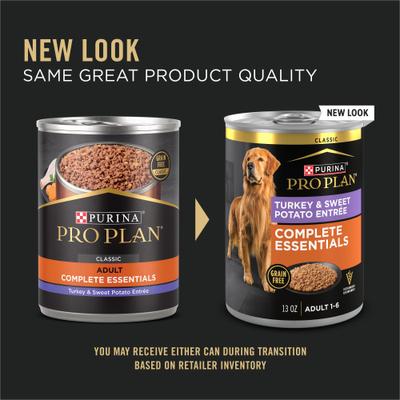 Show full view: Purina Pro Plan Savor Adult Grain-Free Classic Turkey & Sweet Potato Entree Canned Dog Food, 13-oz, case of 12 slide 4 of 12