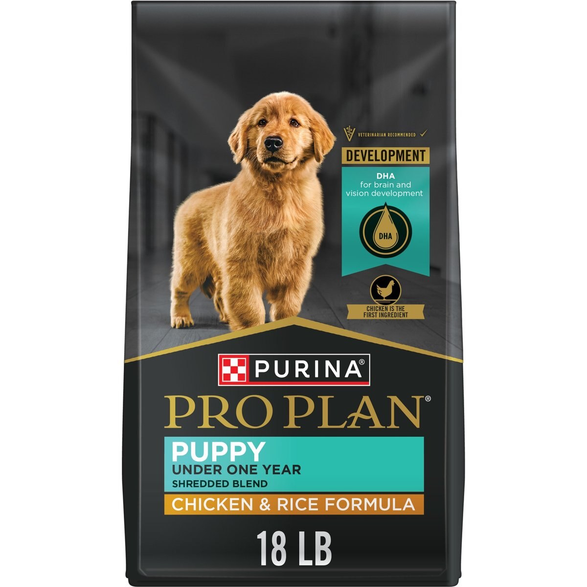 Purina Pro Plan High Protein Puppy Food Shredded Blend Chicken & Rice Formula, 18-lb bag
