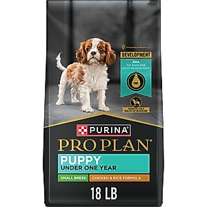 Purina Pro Plan Puppy Small Breed Chicken & Rice Formula Dry Dog Food, 18-lb bag