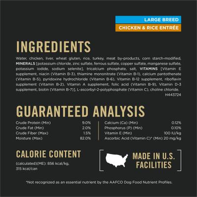 Show full view: Purina Pro Plan Specialized Adult Large Breed Chicken & Rice Entree Canned Dog Food, 13-oz, case of 12 slide 8 of 12