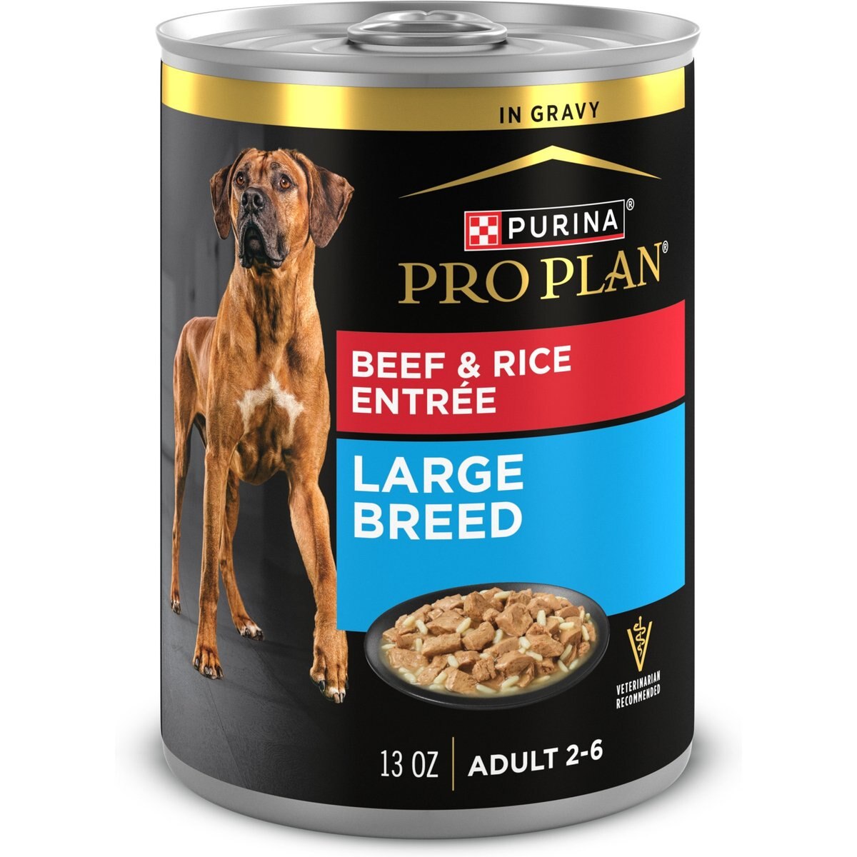 Purina Pro Plan Beef & Rice Chunks Dog Food, 13-oz, case of 12