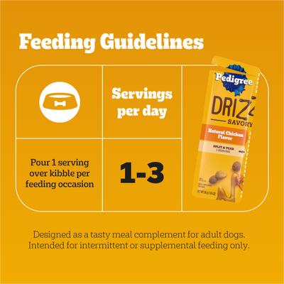 Show full view: Pedigree Drizzlers Savory Sauce Multipack Natural Chicken Flavor Wet Dog Food, 2.1-oz pouch, case of 22 slide 8 of 11