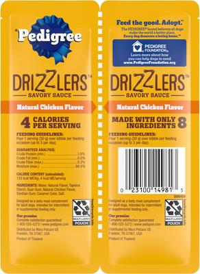 Show full view: Pedigree Drizzlers Savory Sauce Multipack Natural Chicken Flavor Wet Dog Food, 2.1-oz pouch, case of 22 slide 3 of 11