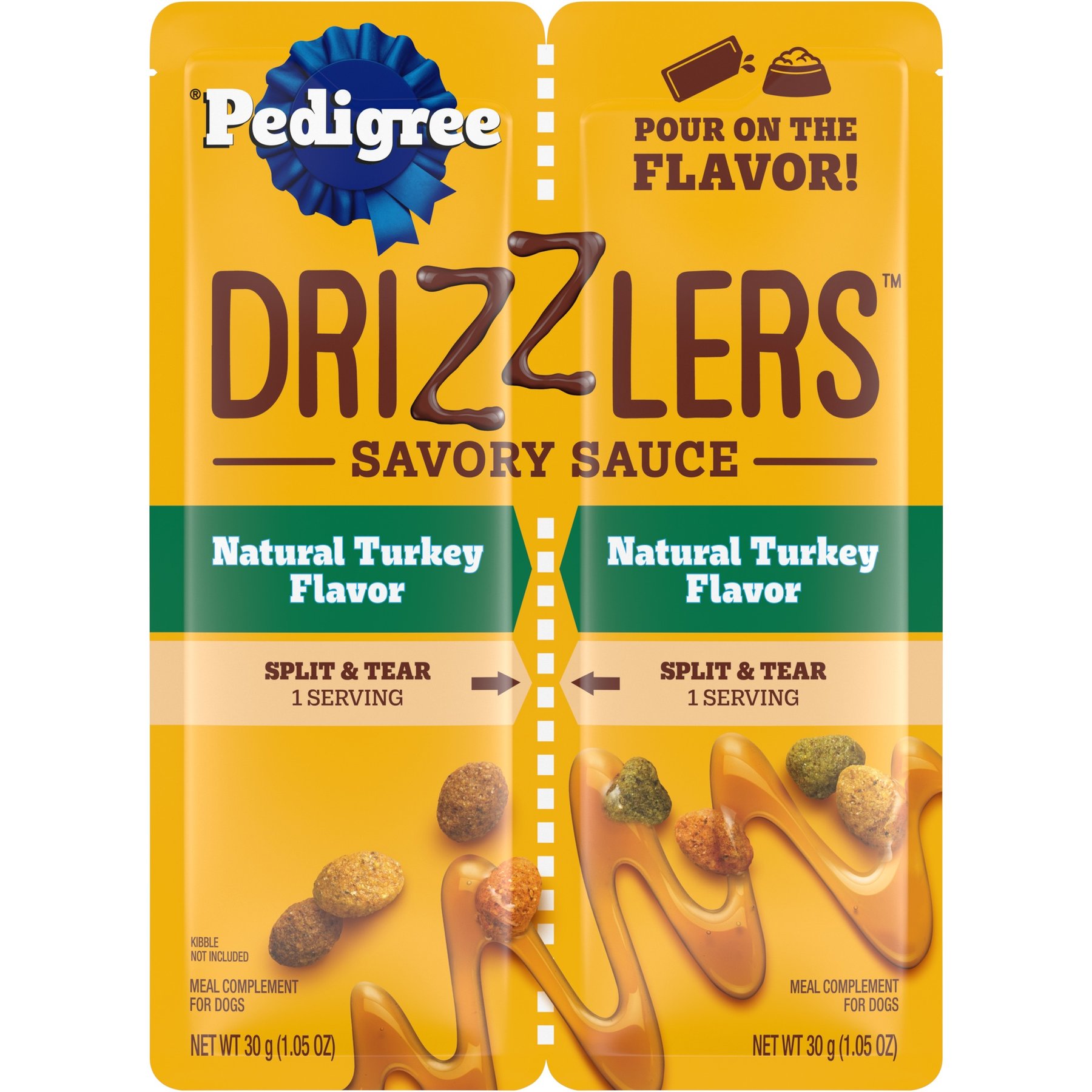 Pedigree Drizzlers Savory Sauce Multipack Natural Turkey Flavor Wet Dog Food, 60-g pouch, pack of 40