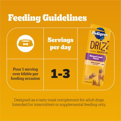 Show full view: Pedigree Drizzlers Savory Sauce Multipack Natural Lamb Flavor Wet Dog Food, 2.1-oz pouch, case of 22 slide 8 of 10